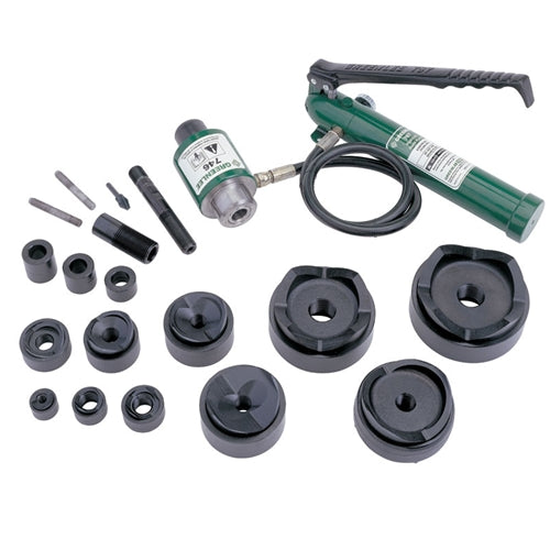 Greenlee 7310 Driver, Hand Pump, Standard Punches, Dies, and Draw Studs for 1/2 in. through 4in. Conduit, steel case. - My Tool Store