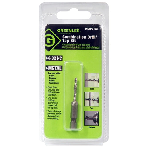 Greenlee DTAP6-32 DRILL/TAP, 6-32.