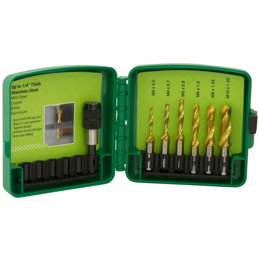 Greenlee DTAPSSKITM Metric Kit, 7-piece Drill/Tap Bit Kit with Quick-Change Adapter & Case - My Tool Store