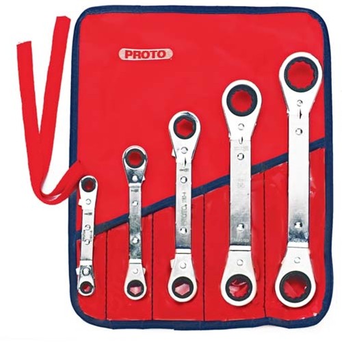 Proto J1180A 5-Pieces SAE Offset Reversible Ratcheting Box Wrench Set, 6 Point and 12 Point - My Tool Store