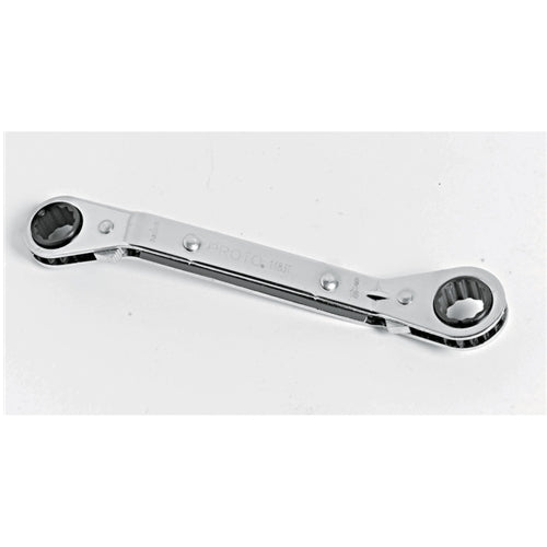 Proto J1185-A Full Polish Finish SAE 3/4", 7/8" Ratcheting Double Box End Wrench, 12 Point - My Tool Store