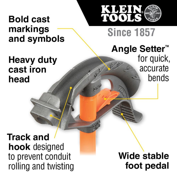 Klein 51605 Iron Conduit Bender Full Assembly, 1" EMT with Angle Setter