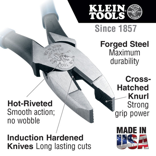 Klein Tools D201-7NE Lineman's Pliers, New England Nose, 7" - My Tool Store