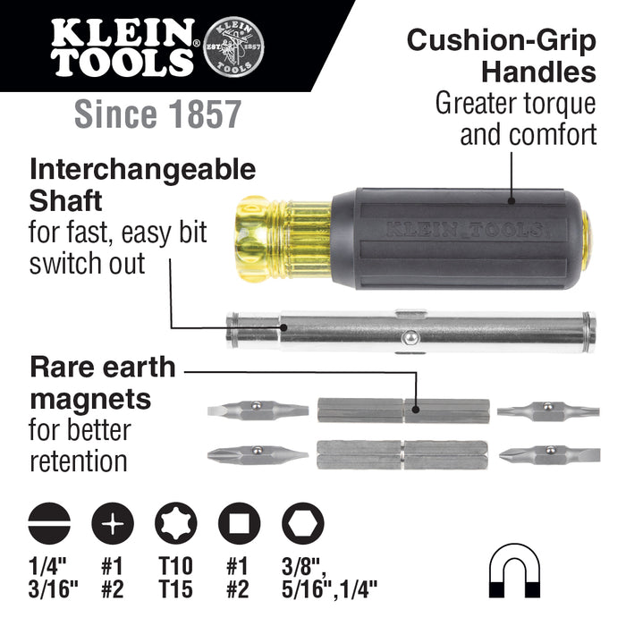 Klein 32500MAG 11-in-1 Magnetic Screwdriver / Nut Driver - My Tool Store