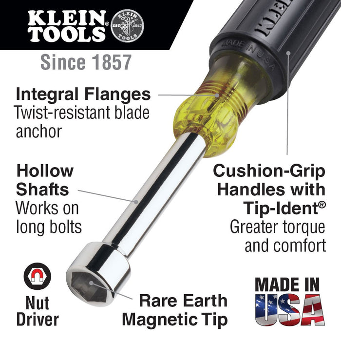 Klein 630-1/4M 1/4" Magnetic Tip Nut Driver 3" Shaft - My Tool Store