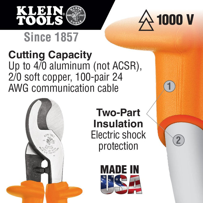 Klein 63050-INS Insulated Cable Cutter, High-Leverage
