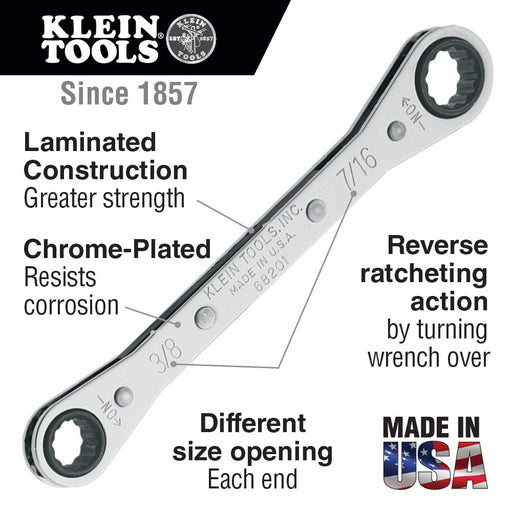 Klein Tools 68201 Ratcheting Box Wrench 3/8 x 7/16" - My Tool Store