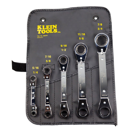 Klein 68245 Reversible Ratcheting Box Wrench Set, 5-Piece - My Tool Store