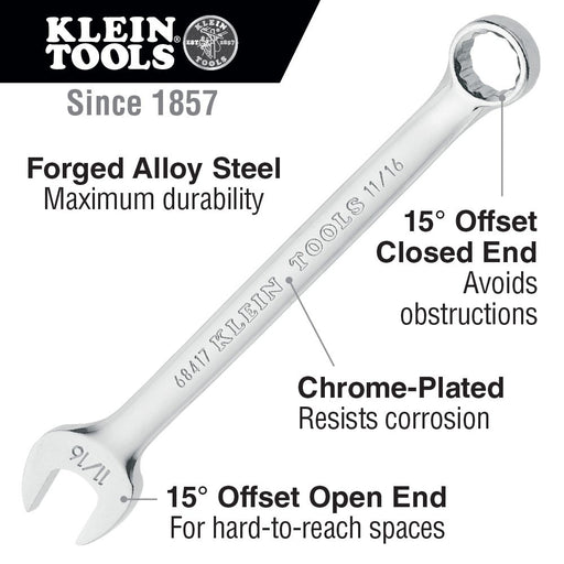 Klein Tools 68413 7/16" Combination Wrench, 12-Point - My Tool Store