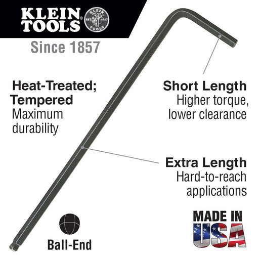 Klein BLM25 L-Style Ball-End Hex Key 2.5 mm - My Tool Store
