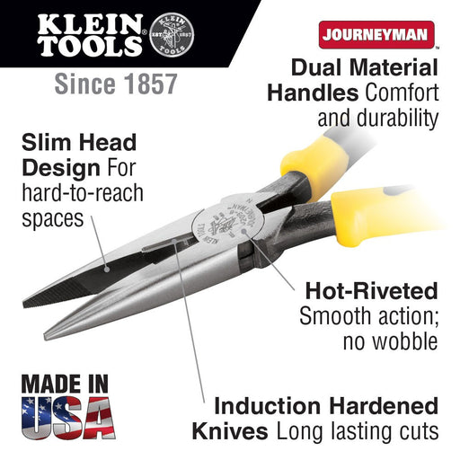 Klein Tools J203-7 Pliers, Long Nose Side-Cutters, 7" - My Tool Store