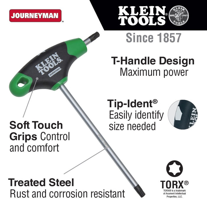 Klein Tools JTH6T30 T30 Torx Hex Key with Journeyman T-Handle, 6"