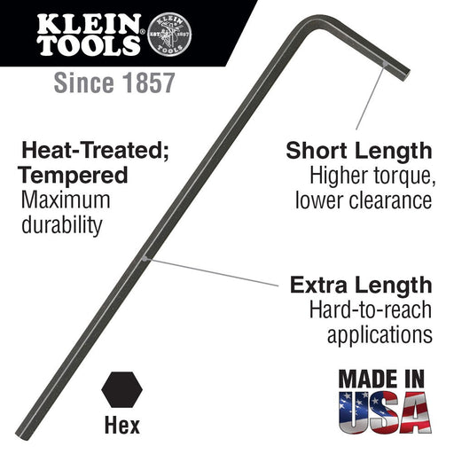 Klein Tools LL14 Long Arm Hex Key, 7/32" - My Tool Store