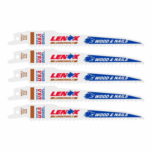 Lenox 20572656R 6" 6 TPI LUMBERWOLF Reciprocating Saw Blade 5PK - My Tool Store