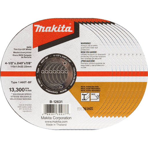 Makita B-12631-10 4-1/2" x .040" x 7/8" Thin INOX Cut-Off Wheel 10 Pack - My Tool Store
