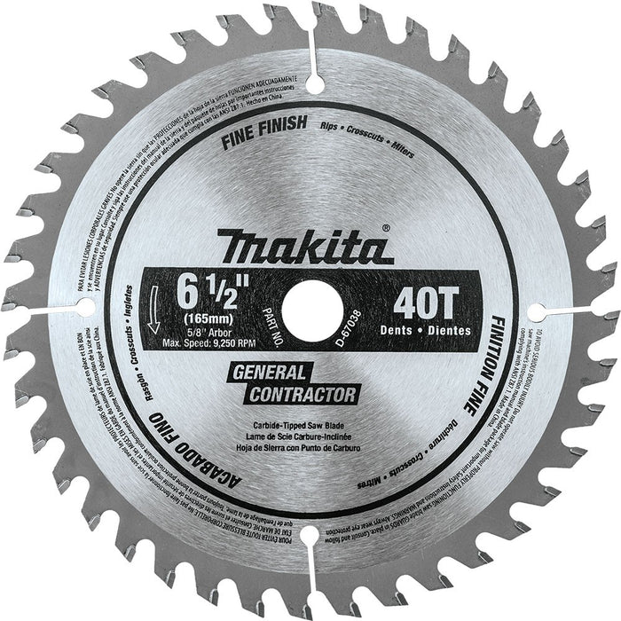 Makita D-67038 6-1/2" 40T Carbide-Tipped Circular Saw Blade, Fine Finish - My Tool Store