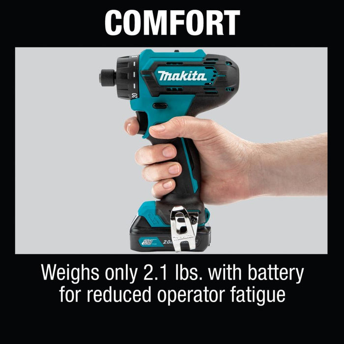 Makita FD10R1 12V Max CXT Lithium-Ion 1/4 In. Hex Driver-Drill Kit(2.0Ah)