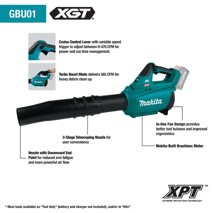 Makita GBU01M1 40V Max XGT Brushless Cordless Blower Kit (4.0Ah)