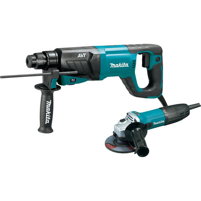 Makita HR2641X1 1" AVT Rotary Hammer, SDS-PLUS, w/ Case and 4-1/2" Angle Grinder - My Tool Store