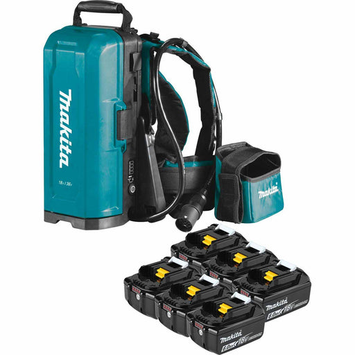 Makita PDC01G6 LXT® and LXT® X2 (36V) Portable Backpack Power Supply, 6 ea. BL1860B battery (6.0Ah) - My Tool Store
