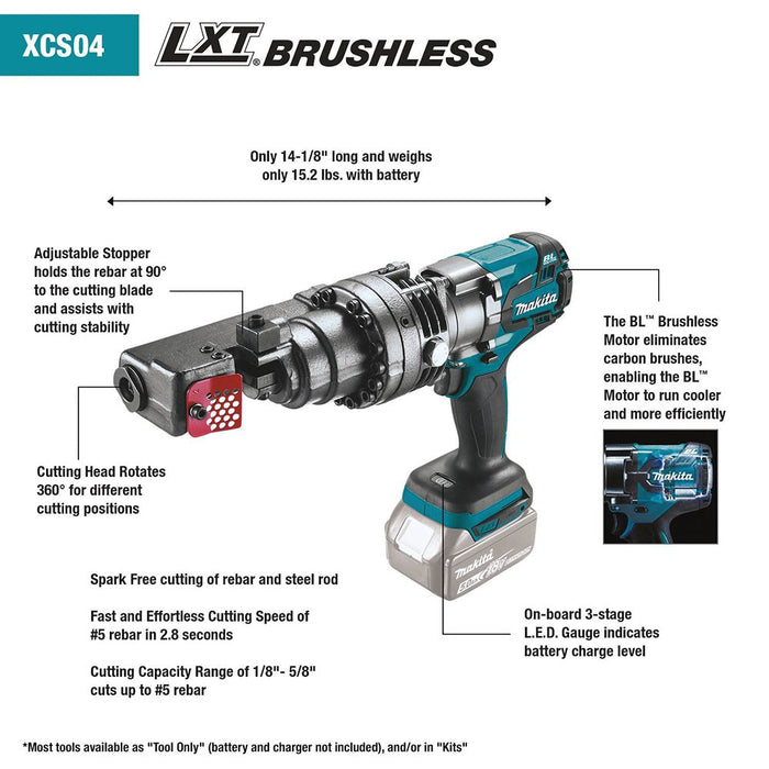 Makita XCS04T1 18V LXT Lithium-Ion Brushless Cordless Rebar Cutter Kit