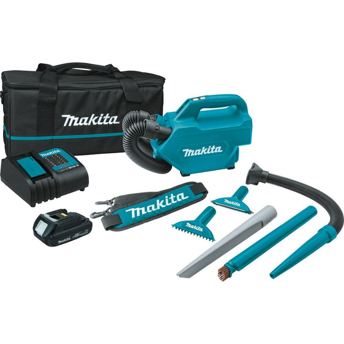 Makita XLC07SY1 18V LXT Lithium-Ion Compact Handheld Canister Vacuum Kit, with one battery (1.5Ah)