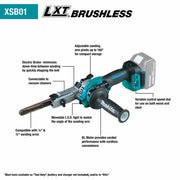 Makita XSB01Z 18V LXT® Lithium-Ion Brushless Cordless 3/8" x 21" Detail Belt Sander (Tool Only)
