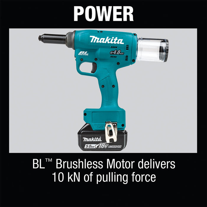 Makita XVR01T 18V LXT Lithium-Ion Brushless Cordless Rivet Tool Kit, 5.0Ah - My Tool Store