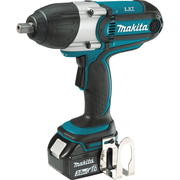 Makita XWT04S1 18V LXT Lithium-Ion Cordless 1/2" Sq. Drive Impact Wrench Kit, rev., rocker switch, L.E.D. Light, bag, with one battery (3.0Ah)