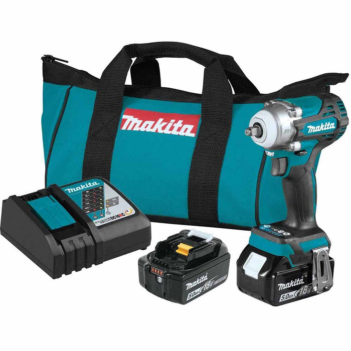 Makita XWT16T 18V LXT Lithium-Ion Brushless Cordless 4-Speed 3/8" Sq. Drive Impact Wrench w/ Friction Ring Anvil (5.0Ah)