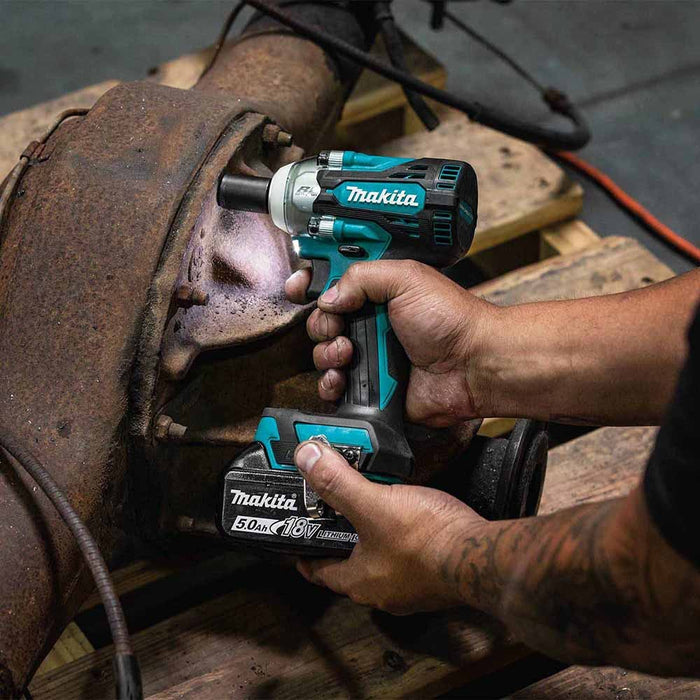 Makita XWT16T 18V LXT Lithium-Ion Brushless Cordless 4-Speed 3/8" Sq. Drive Impact Wrench w/ Friction Ring Anvil (5.0Ah) - My Tool Store