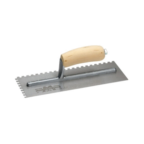 MarshallTown 702S 11" x 4-1/2" Notched Trowel with Curved Wood Handle - My Tool Store