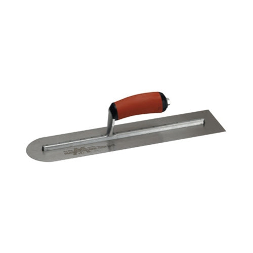 MarshallTown MXS66RED 16" x 4" Round End Finishing Trowel with Curved DuraSoft Handle