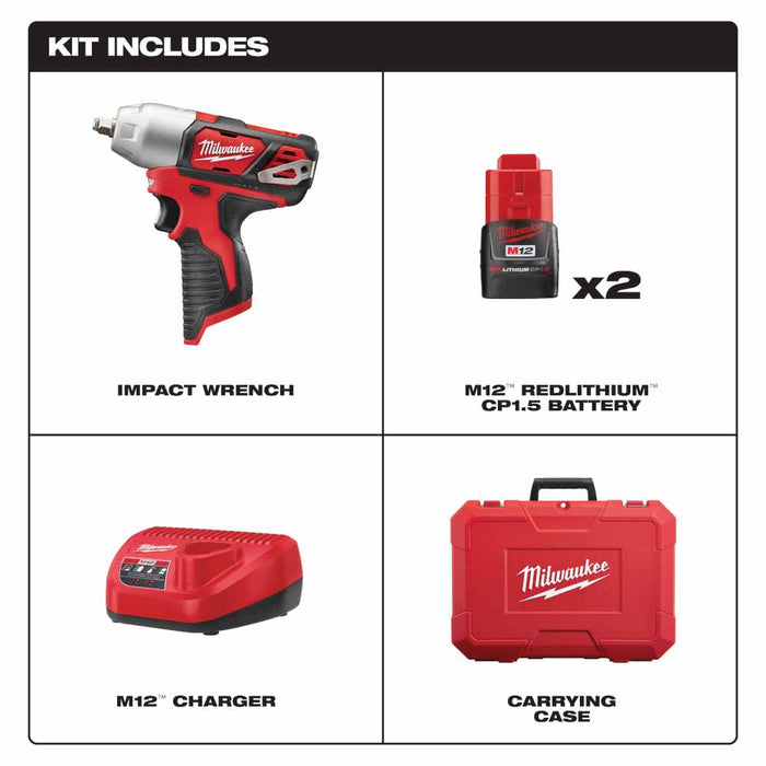 Milwaukee 2463-22 M12 3/8” Impact Wrench Kit - My Tool Store