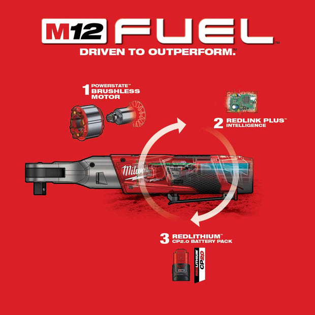 Milwaukee 2558-22 M12 FUEL 1/2" Ratchet 2 Battery Kit