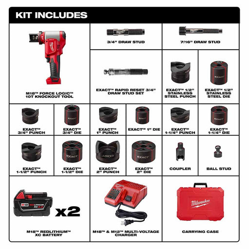 Milwaukee 2676-22 FORCELOGIC M18 10-Ton Knockout Tool 1/2" to 2" Kit - My Tool Store