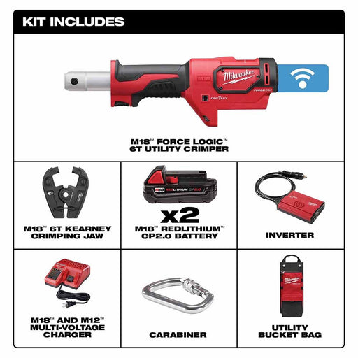 Milwaukee 2678-22K M18 Force Logic 6T Utility Crimping Kit With Kearney Grooves - My Tool Store