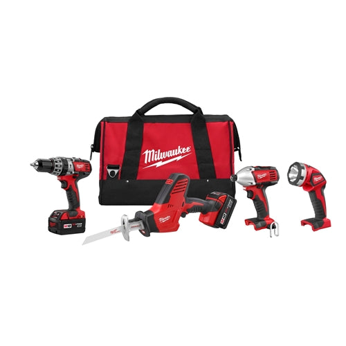 Milwaukee 2695-24 M18 Cordless Combo Compact Hammer Drill/Hackzall/1/4 Hex Impact Driver/Work Light/Charger/2 Battery - My Tool Store
