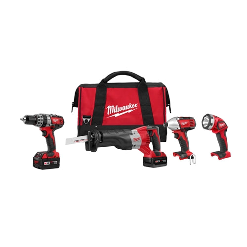 Milwaukee 2696-24 M18 Cordless Combo Compact Hammer Drill/Sawzall/1/4 Hex Impact Driver/Work Light/Charger/2 Battery - My Tool Store