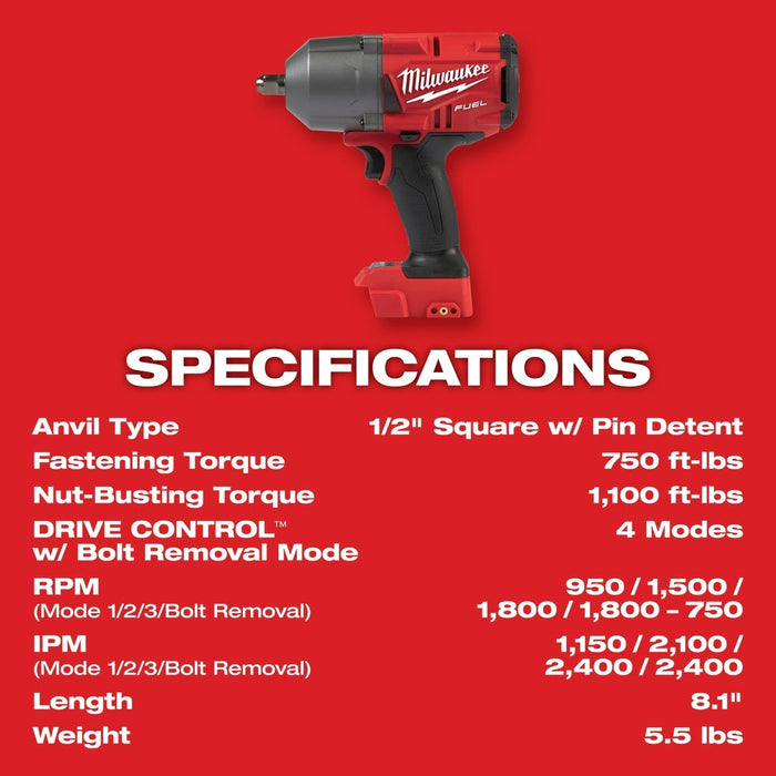 Milwaukee 2766-22R M18 Fuel High Torque Impact Wrench w/ Pin Detent Kit - My Tool Store