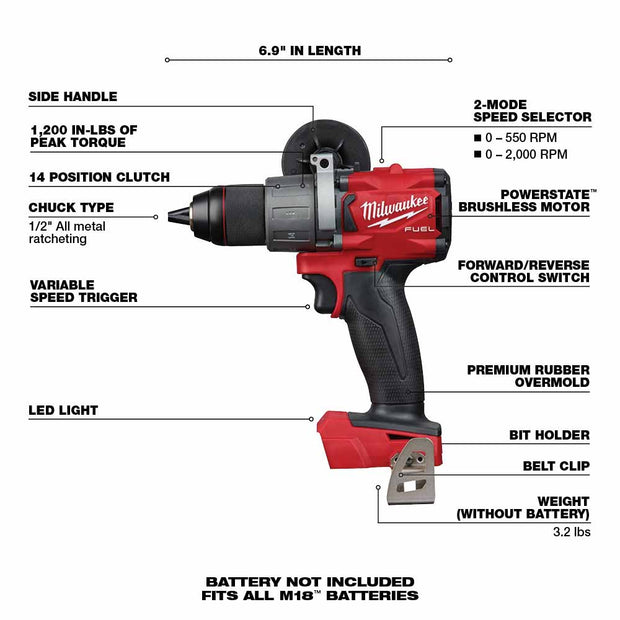 Milwaukee 2803-20 M18 FUEL 1/2" Drill Driver- Bare Tool