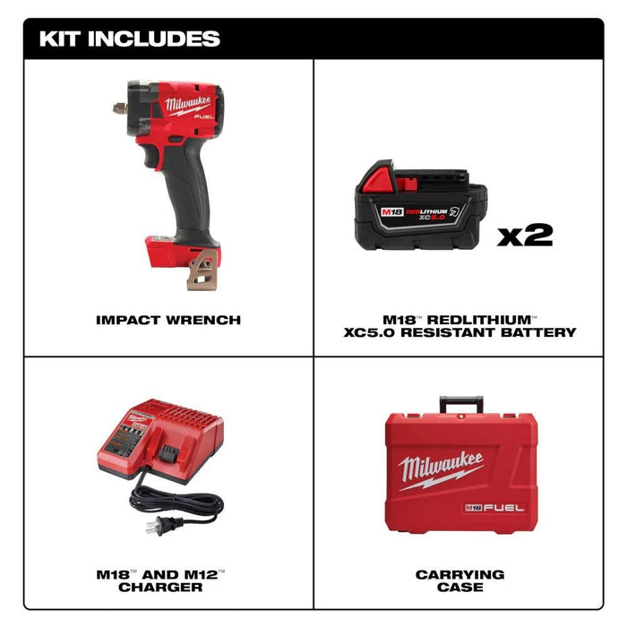 Milwaukee 2854-22R M18 FUEL 3/8 " Compact Impact Wrench w/ Friction Ring Kit - My Tool Store
