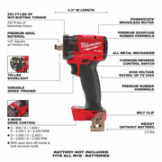 Milwaukee  2855-20  "M18 FUEL™ 1/2 " Compact Impact Wrench w/ Friction Ring Bare Tool "