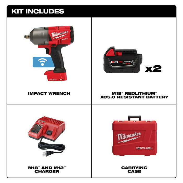 Milwaukee 2863-22R M18 FUEL w/ ONE-KEY High Torque Impact Wrench 1/2" Friction Ring Kit