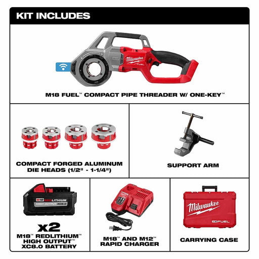 Milwaukee 2870-22 Compact 1/2"-1-1/4" Alloy NPT Portable Pipe Threading Forged Aluminum Die Head Kit - My Tool Store