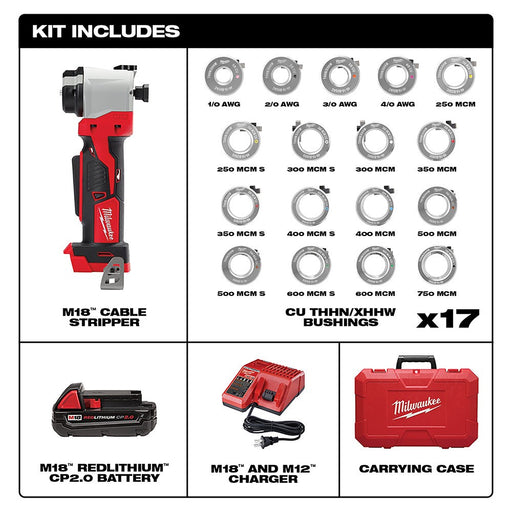 Milwaukee 2935CU-21S M18™ Cable Stripper Kit with 17 Cu THHN / XHHW Bushings - My Tool Store