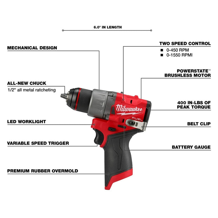 Milwaukee 3403-20 M12 FUEL 1/2" Drill/Driver - My Tool Store