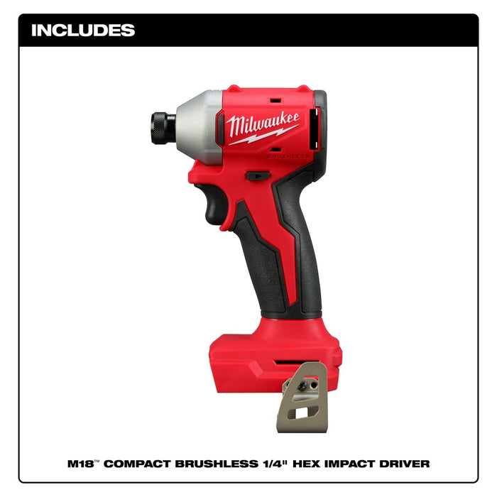 Milwaukee 3650-20 M18 Compact Brushless 1/4" Hex Impact Driver - My Tool Store