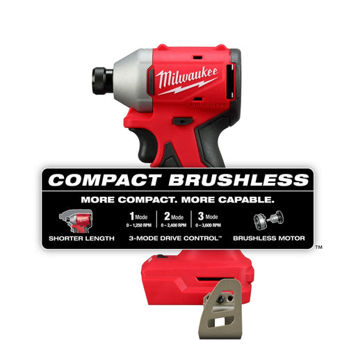 Milwaukee 3651-20 M18 Compact Brushless 1/4" Hex 3-Speed Impact Driver - My Tool Store
