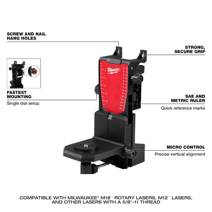 Milwaukee 3702-21 M18 Green Interior Rotary Laser Level Kit w/ Remote/Receiver & Wall Mount Bracket - My Tool Store